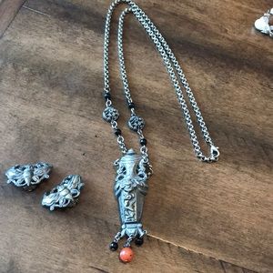 Vintage Ben Amun amulet pendant and clip earrings